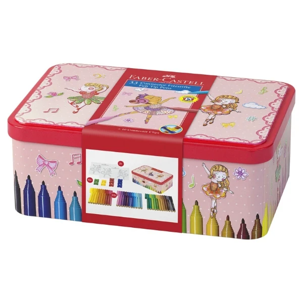 Scatola in latta con pennarelli Faber-Castell